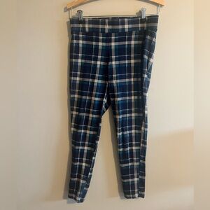 Torrid blue gray and black checkered wide elastic waist leggings size 1X